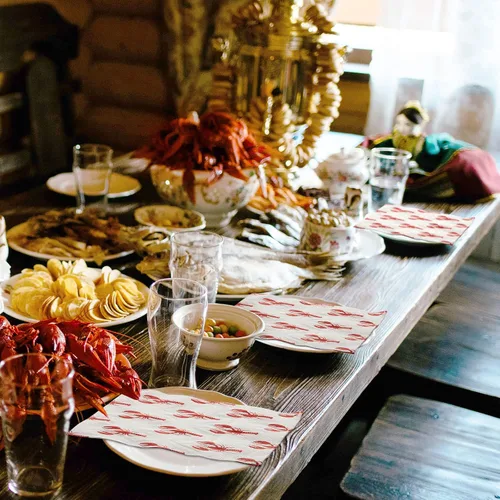 Vista 6 de 100 servilletas de langosta desechables de 2 capas de cangrejo de cangrejo para cena de verano, picnic, barbacoa, cangrejo, cóctel, servilletas