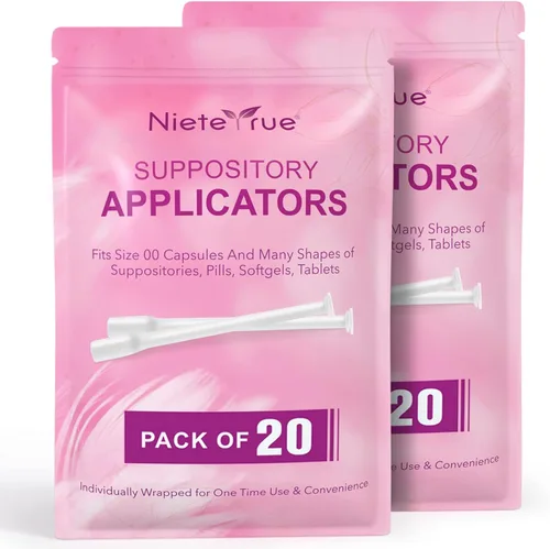 Nieteyrue (40 paquetes) Aplicadores de supositorios para mujeres, puntas suaves y pequeñas, fáciles de usar, se ajustan a la talla 00, aplicadores