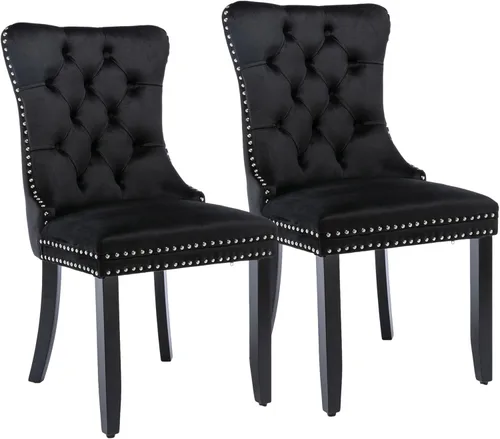 Vista 67 de Rhomtree Silla de comedor copetuda moderna de terciopelo para comedor, sillas de comedor tapizadas con diseño de remache de clavo, anillo trasero