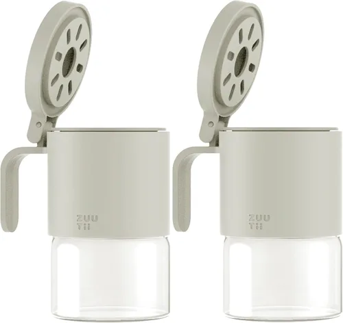 Vista 13 de Zuutii Tarros de vidrio para especias a prueba de humedad con cucharas, juego de 2 botellas de especias de 10 onzas / 10.1 fl oz, mini tarros