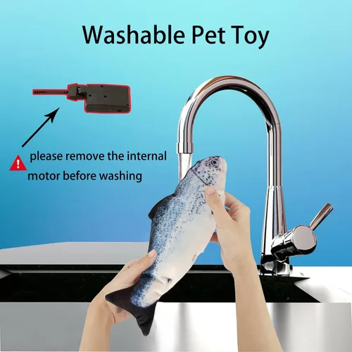 Vista 2 de VAIZIQ Flopping Fish - Juguete eléctrico para perros, juguete interactivo realista para perros pequeños y medianos, juguete masticable