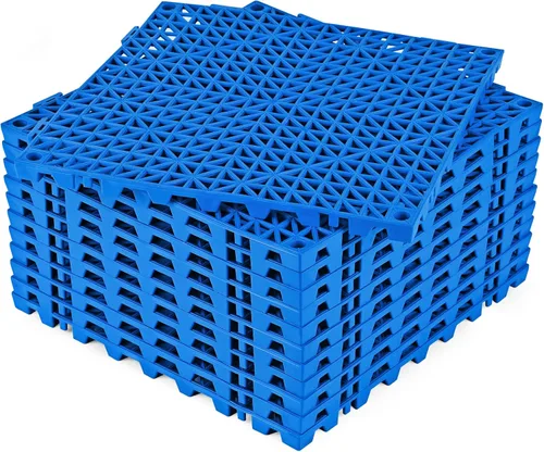 Vista 15 de ToLanbbt Cojín modular entrelazado 8P de 11.8 x 11.8 pulgadas, agujeros de drenaje de goma entrelazados antideslizantes para cubierta, ducha