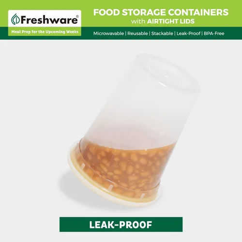Vista 4 de Freshware Contenedores de almacenamiento de alimentos con tapas [60 unidades de 8, 16, 32 onzas, 20 juegos de cada tamaño] Contenedores de plástico