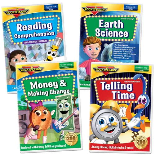 2nd Grade DVD Collection by Rock N Learn - Reading Comprehension Telling Time Money Making Change and Earth Science