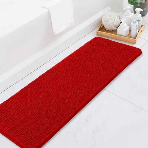 Vista 16 de BOANKODU Alfombras de Baño 47x17, Alfombras de Baño Extra Suaves y Absorbentes de Chenilla, Respaldo de PVC de Secado Rápido, Alfombras de Baño