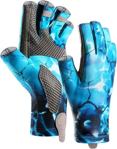 Guantes solares UPF 50+, guantes de pesca, protección solar sin dedos, protección UV, guantes de pesca para hombres y mujeres para kayak,