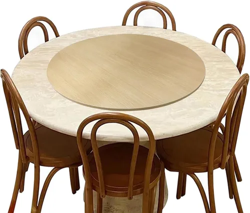 Vista 9 de Mesa giratoria de madera para comedor, rotación de 360°, tocadiscos Lazy Susan, con base silenciosa, organizador de mesa, rotación suave, placa