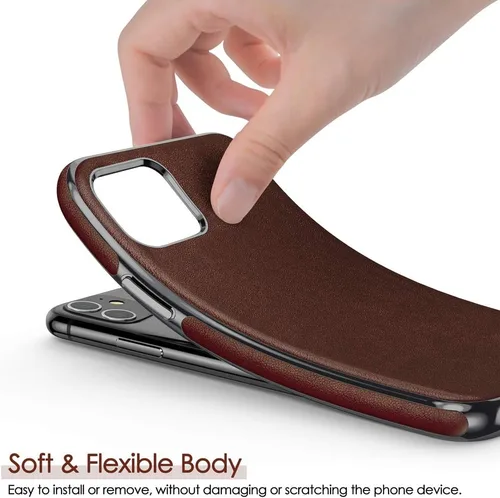 Vista 4 de LOHASIC Funda para iPhone 11, de cuero de lujo, delgada, resistente, antideslizante, agarre suave, antiarañazos, a prueba de golpes, compatible