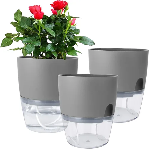 Vista 7 de Vanavazon Macetas de riego automático de 6 pulgadas para plantas de interior, paquete de 3 macetas de violeta africana con cuerda de mecha