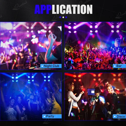 Vista 6 de Dreamland Luces de DJ con cabezal móvil, luces LED de rotación RGBW con control automático de sonido DMX, iluminación estroboscópica de discoteca