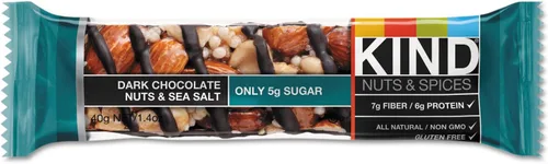 Vista 2 de Kind 17851 Barra de nueces y especias, nueces de chocolate negro y sal marina, 1.4 onzas, 12/caja