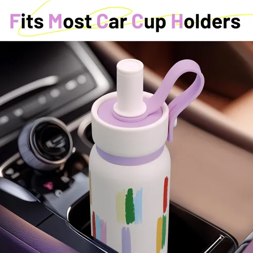 Vista 5 de Botella de agua aislada de 24 onzas, vaso con forro de acero inoxidable 316 con asa y popote, botella al vacío a prueba de fugas para gimnasio