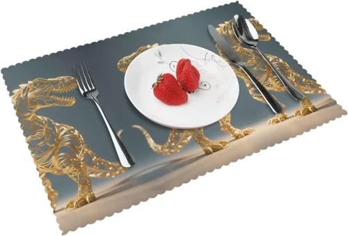 Vista 16 de Rectangular Placemats Set of 4, Heat Resistant Dusk Carnation Printed Kitchen Dining Table Mats