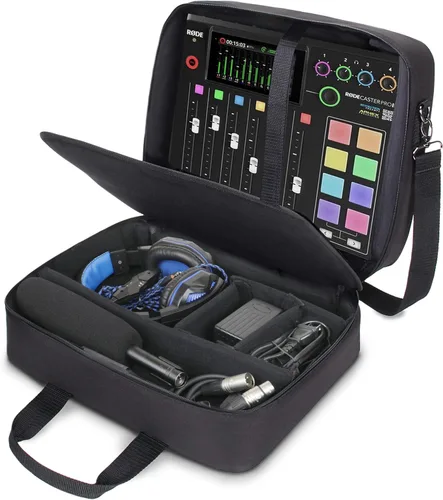 USA Gear Funda para mezclador de audio, funda de viaje para mezclador de podcasts con interior resistente a los arañazos y almacenamiento