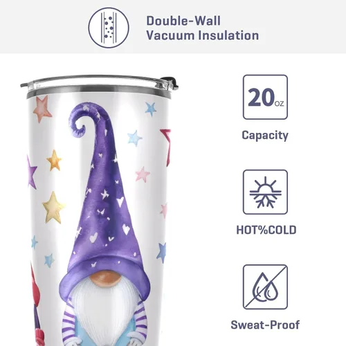 Vista 4 de xigua Vaso de 20 onzas con tapa y pajilla, vaso de acero inoxidable aislado al vacío, reutilizable, de doble pared, taza de café de viaje