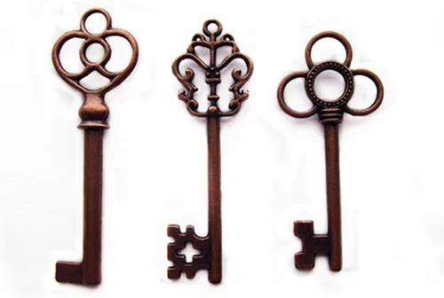 Vista 4 de Aokbean Juego mixto de 30 llaves de esqueleto grandes en bronce antiguo, juego de 30 llaves