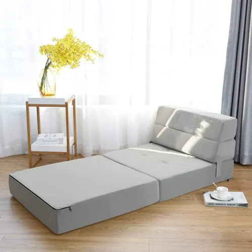 Vista 9 de Casart - Sofá cama de tres pliegues portátil plegable de espuma viscoelástica con funda lavable, diván para invitados, cojín acolchado para Gris