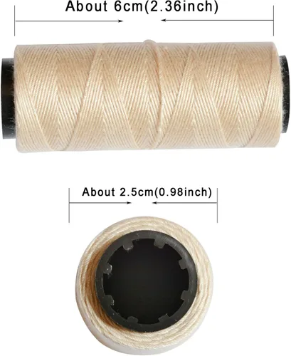 Vista 3 de 3 Rollos de Hilos de Coser Hilos de Tejer para Coser a Mano Trama de Cabello Extensiones de Cabello DIY para Peluca (Beige)