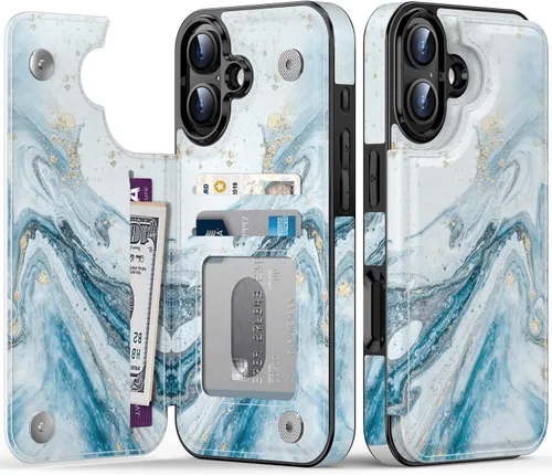 Vista 169 de LETO para iPhone 15 Pro Funda tipo cartera - Tapa tipo folio con patada - Diseños de moda - Tarjetero - Funda protectora para mujeres y niñas - 6.1