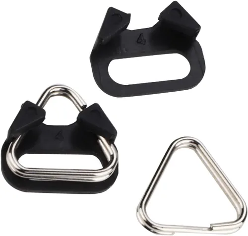Vista 4 de Leftfoto Anillo dividido triangular de acero inoxidable, anillo de gancho para correa de cámara, con tapa de plástico, para cinturón para correa