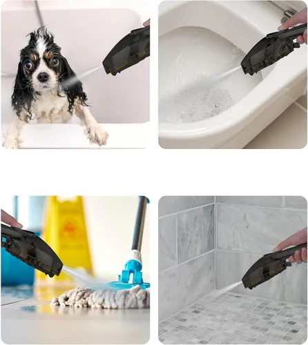 Vista 3 de Shower Head With Handheld 7 Settings High Pressure, Built-in Power Wash, 5" High Powerful Hand Held Rain Showerhead with Stainless Steel Hose and