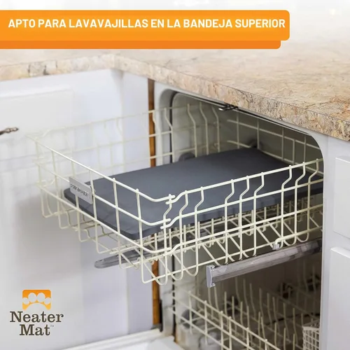 Vista 7 de Neater Pet Brands Neater Mat Tapete de comida para gatos y perros, mantel individual de silicona impermeable y sin BPA con borde elevado para debajo