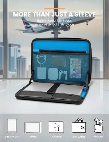 Vista 5 de DOMISO Funda para laptop de 13.3 pulgadas con asa, bolsa para computadora a prueba de golpes, funda protectora impermeable EVA para portátiles