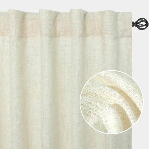 Vista 2 de DriftAway Cortinas traslúcidas de lino extralargas de 2 paneles, cortinas altas de 2 pisos para techo alto, ventana larga para sala de estar