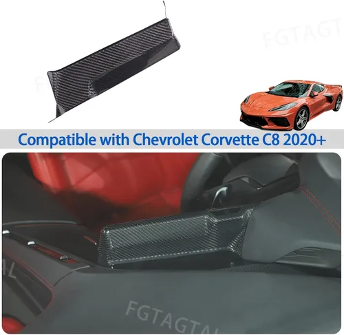 Vista 5 de Cubierta trasera de pantalla de navegación de consola central de fibra de carbono real compatible con Chevrolet Corvette C8 Stingray 2020-2024