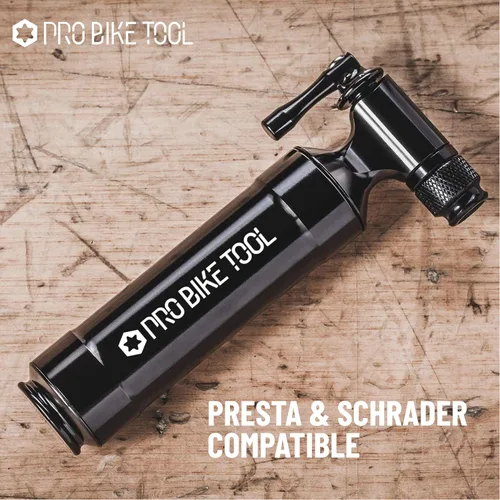 Vista 8 de Pro Bike Tool CO2 Inflator with Cartridge Storage Canister Quick, Easy and Safe - for Presta and Schrader - Bicycle Tire Pump for Road and Mountain