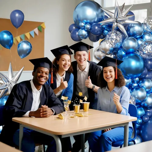 Vista 4 de Kit de arco de globos azules y plateados, 130 globos azul marino metálico azul plateado con globos de confeti de estrella de papel de aluminio