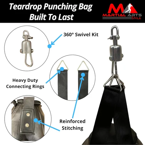 Vista 3 de Bolsa de Boxeo Bola de Demolición, Bolsa Profesional de Boxeo en Forma de Lágrima para Entrenamiento de MMA Kickboxing Muay Thai, Bolsa Pesada
