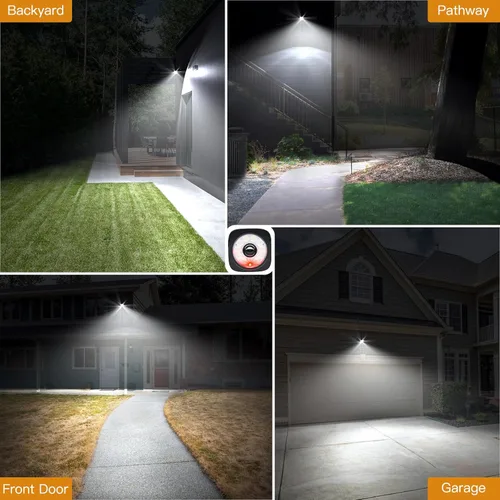Vista 7 de Lixada Luces solares para exteriores, luz solar de seguridad con sensor de movimiento, luces de inundación solares con 3 modos de iluminación, luz
