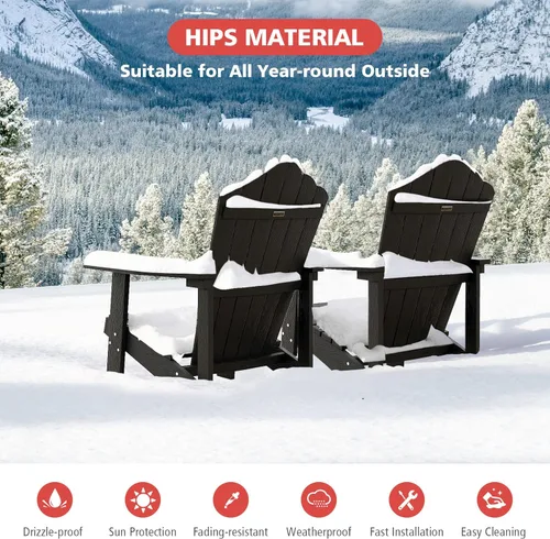 Vista 8 de Tangkula Silla Adirondack de gran tamaño, sillas de patio con soporte ajustable para tazas, sillones HIPS con rejillas, resistente a la intemperie