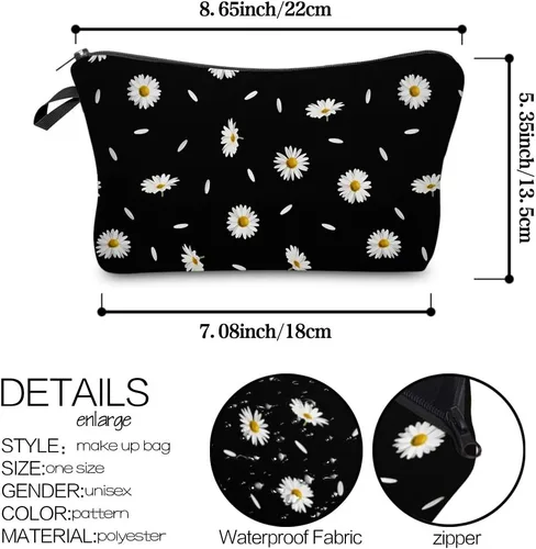 Vista 2 de Deanfun Bolsa de cosméticos para mujer, flores de mandala, bolsas de maquillaje impermeables, bolsa espaciosa para artículos de tocador, accesorios
