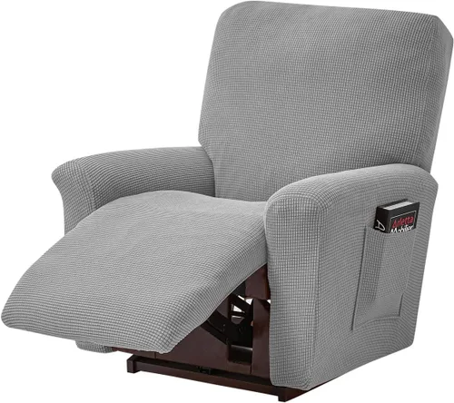 Vista 10 de MIFXIN Funda reclinable de terciopelo de 4 piezas, elástica de 1 asiento, fundas de sofá reclinable, fundas elásticas suaves para sillas Verde Oscuro