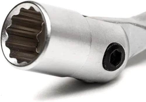 Vista 2 de URREA Llave de cabeza flexible de 12 puntos, llave combinada de cabeza flexible de 0.394 in con extremo de caja de trinquete y extremo abierto fijo