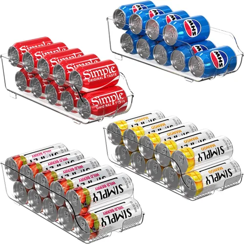 Vista 11 de Simple Houseware Organizador y dispensador de latas de soda para refrigerador/despensa, transparente