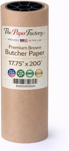 Vista 4 de Rollo de papel de carnicero marrón prémium de 17.75 pulgadas x 100 pies, papel kraft de grado alimenticio para ahumar barbacoa, envolver carne