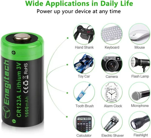 Vista 3 de CR123A - Batería de litio de 3 V, batería de litio de 123 voltios, para sensor de seguridad del hogar, sensor de movimiento