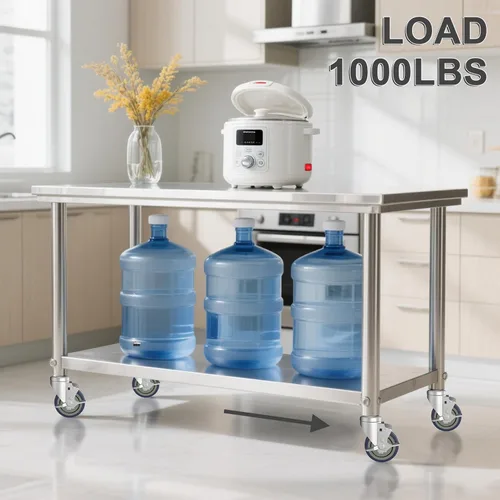 Vista 5 de Juego de 4 ruedas de vástago expansible de 3 pulgadas para patas de mesa, ruedas de mesa de acero inoxidable todas con freno para adaptadores