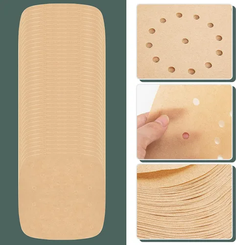 Vista 7 de 200 piezas de papel de pergamino para freidora de aire con revestimiento desechable de 8.5 pulgadas, perforado premium para freidora de aire