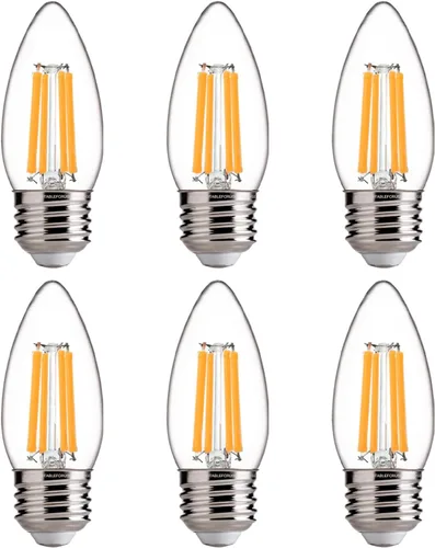 Vista 30 de FLSNT Bombillas LED de Araña Equivalentes a 40W, Bombillas LED Ámbar Regulables B11 E26 Base de Candelabro, 2200K Blanco Cálido, 330LM, Paquete de 6