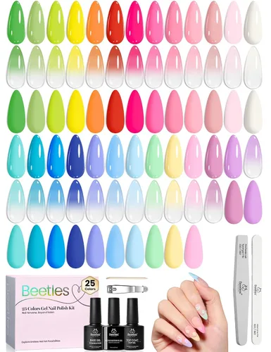 Vista 10 de Beetles - Kit de esmalte de uñas de gel con luz UV, 20 colores, juego de 31