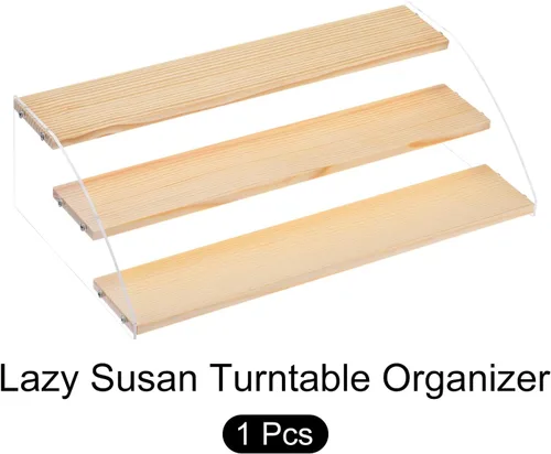 Vista 3 de METALLIXITY Soporte de exhibición de madera, 3 niveles de acrílico, organizador de estante elevador, adecuado para cupcakes, postres