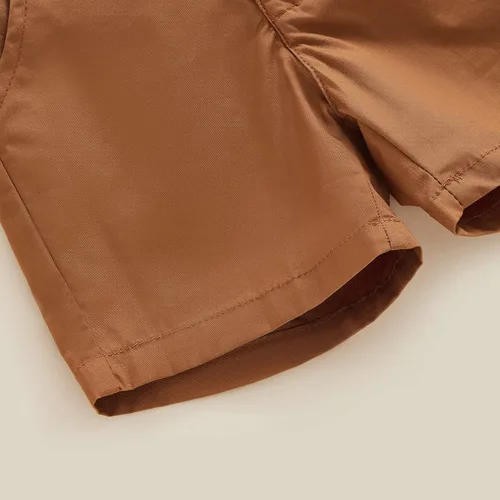 Vista 5 de Conjunto de camisa de manga corta con botones y pantalones cortos para bebé y niño, con estampado de verano