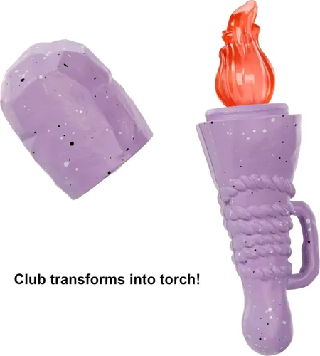 Vista 3 de Mattel, Muñeca Emberly Cave Club - Muñeca de 8 a 10 pulgadas, con cabello rosa, muñeca prehistórica con dinosaurio y accesorios, regalo para niñas