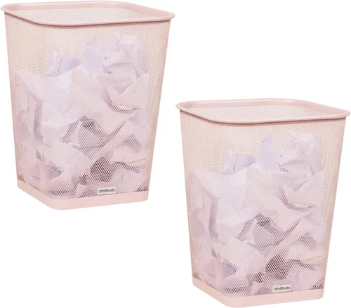 Vista 8 de Mind Reader Cubo de basura de malla, cesta de papel usado, cuadrado, oficina, malla metálica, 9.75 pulgadas de largo x 9.75 pulgadas de ancho x Negro