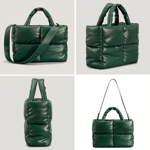 Vista 9 de Bolsas hobo para mujer, suaves, acolchadas, con relleno, con asa superior, cuadradas, sólidas, bolsas de mano