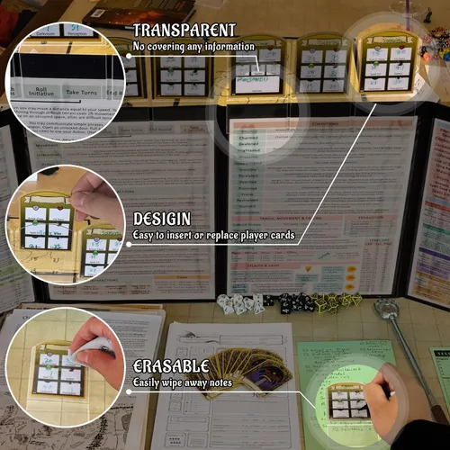 Vista 4 de CZYY DND Initiative & Combat Tracker Set, Acrylic Markers with Insert Cards